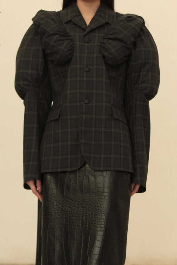 Walter Van Beirendonck 24 Autumn and Winter Yeti Suit Jacket WVB-1014-CC7 Blue Black Gray Black